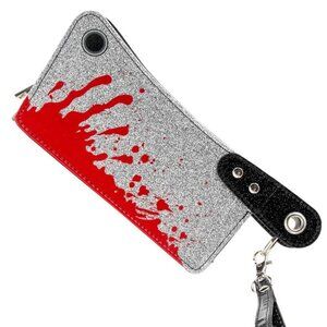 Bloody Cleaver Glitter Clutch Bag Horror Lovers Goth Wristlet Purse NWT